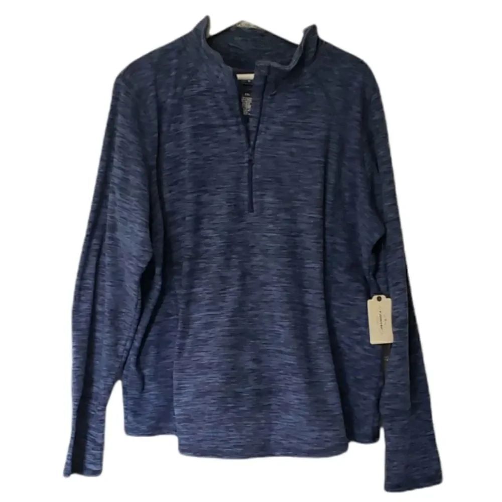 Heathered Navy Blue Fleece 1/3 Zipper Pullover
